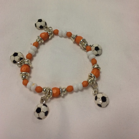 Child Tween Orange and White Stretch Bracelet - Picture 1 of 3